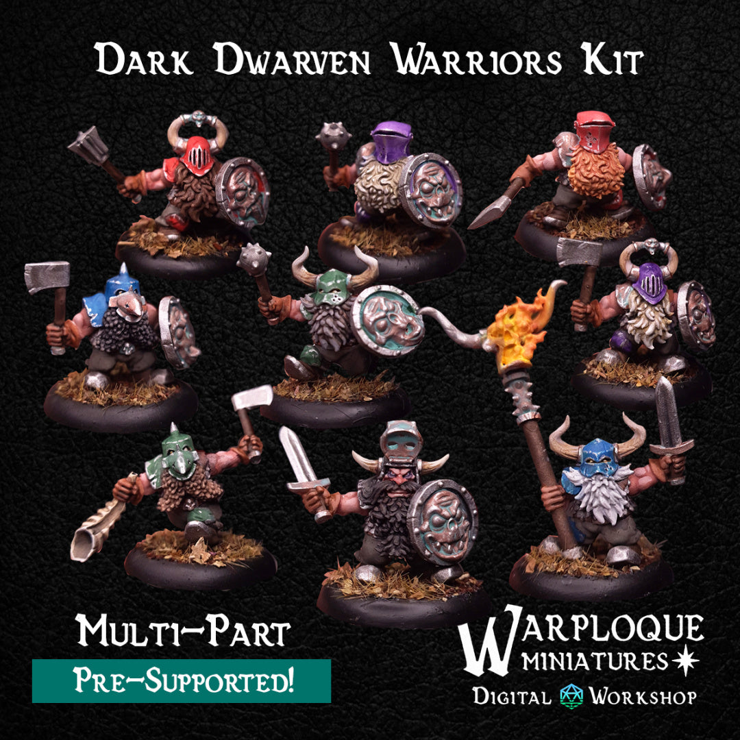 Dark Dwarf Army Mega Bundle - by Warp Minis- Tabletop RPG Miniature - Roleplaying 3D Printed Fantasy Mini