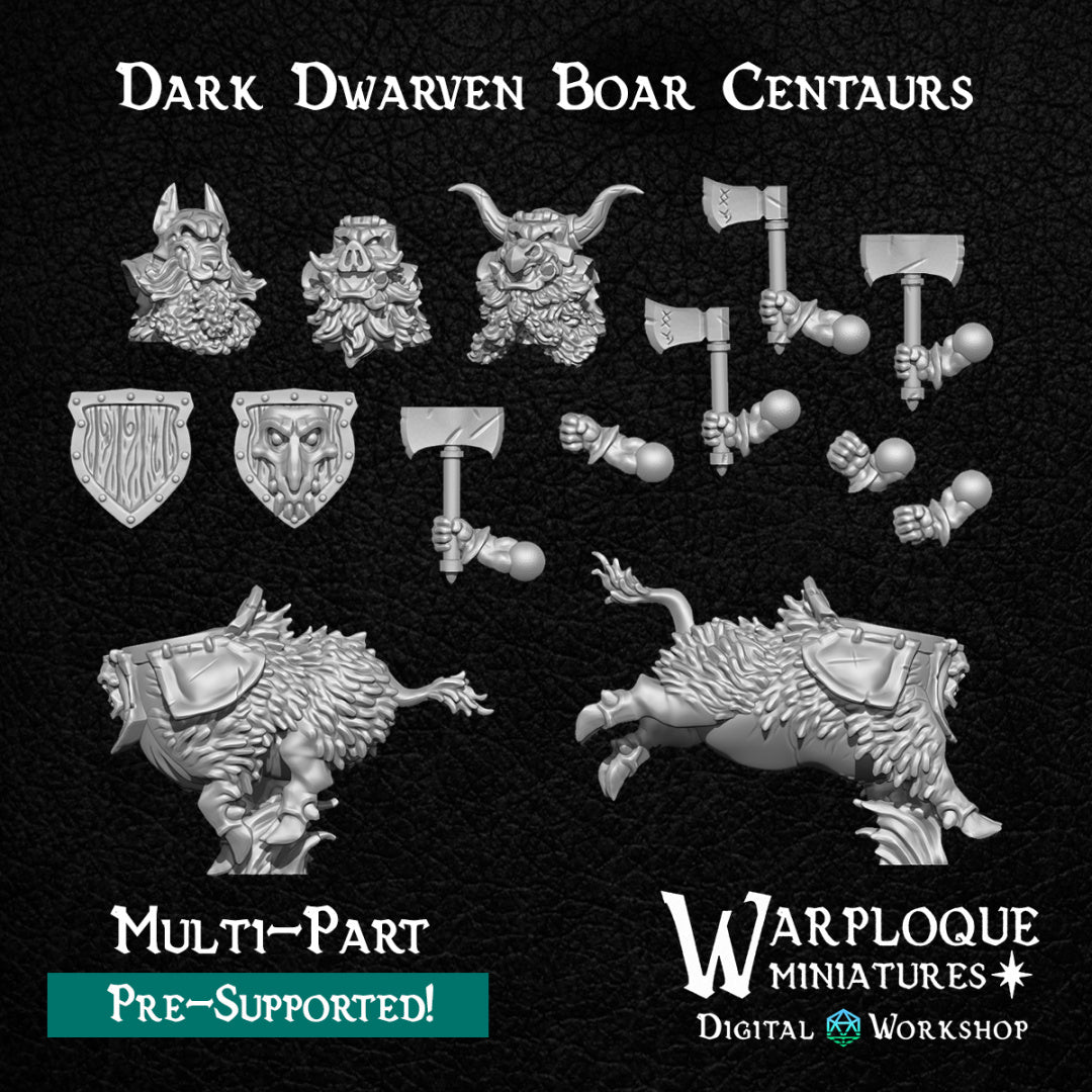 Dark Dwarven Boar Centaurs - Chaos Dwarves - Dungeons and Dragons - by Warp Minis- Tabletop RPG Miniature - Roleplaying 3D Printed Fantasy Mini