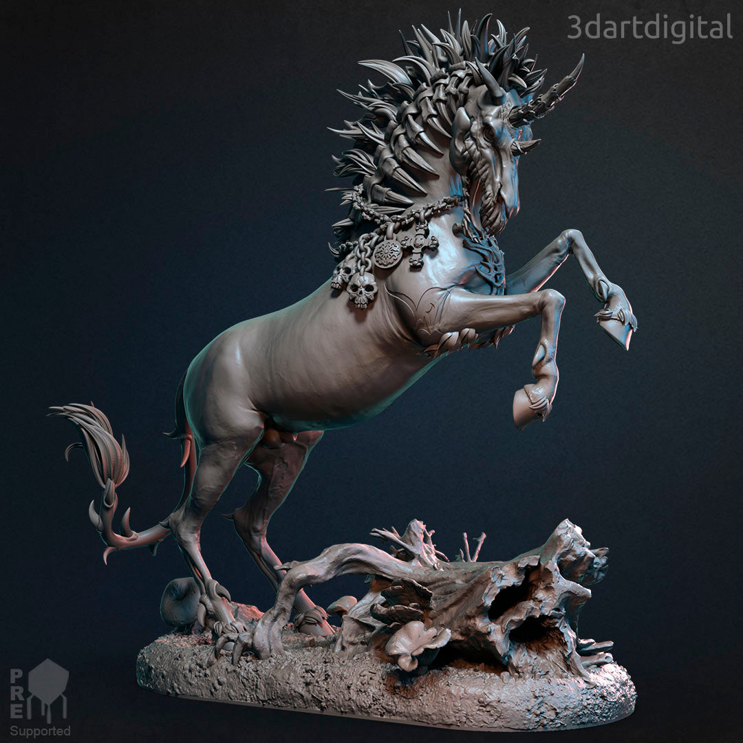 Dark Unicorn - by 3dartDigital - Tabletop RPG Miniature - Roleplaying 3D Printed Fantasy Mini