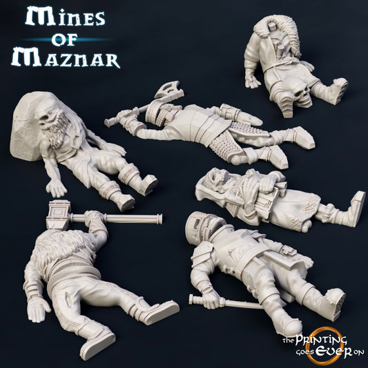 Dead Dwarves - Dungeons and Dragons - Lord of the Rings - by The Print goes Ever On - Tabletop RPG Miniature - Roleplaying 3D Printed Fantasy Mini