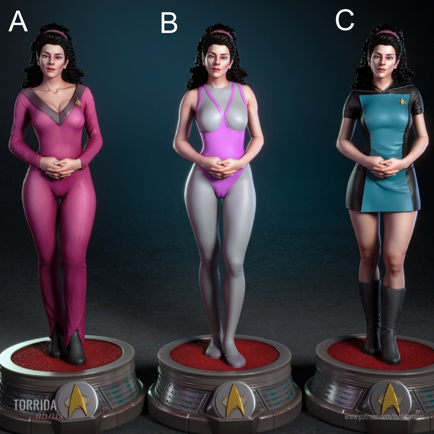Deanna Troi Sculpture (75mm to 500mm) - Unassembled/Unpainted/3D Print