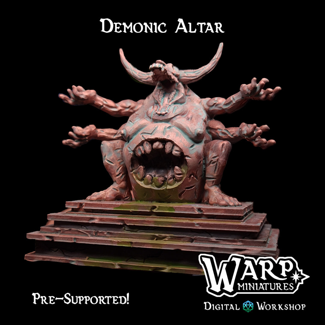 Demon Idol - Demon Altar - Dungeons and Dragons - by Warp Minis- Tabletop RPG Miniature - Roleplaying 3D Printed Fantasy Mini