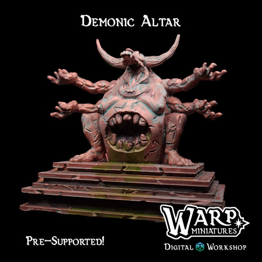 Demon Idol - Demon Altar - Dungeons and Dragons - by Warp Minis- Tabletop RPG Miniature - Roleplaying 3D Printed Fantasy Mini