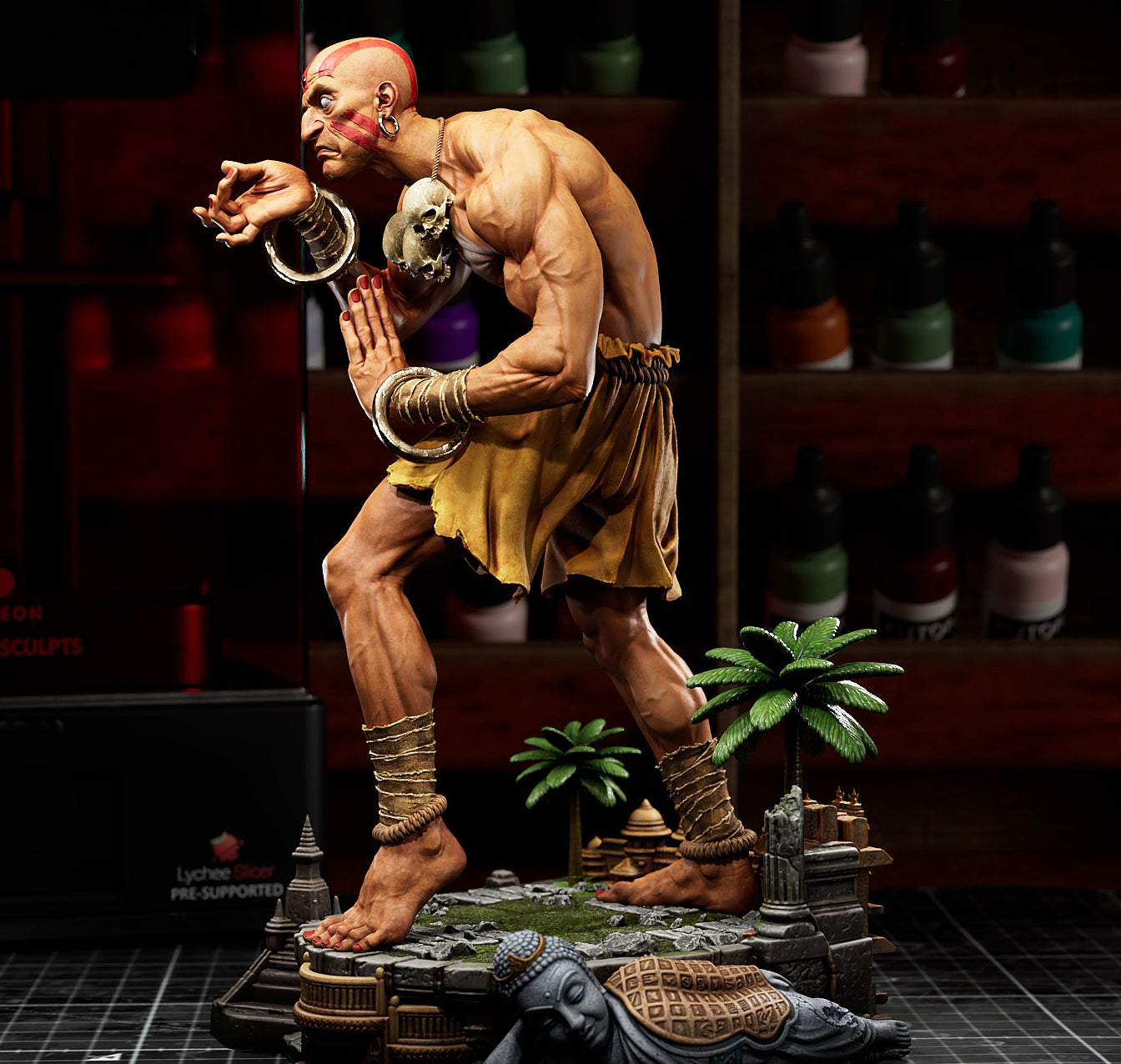 Dhalsim Sculpture (75mm to 500mm) - Unassembled/Unpainted/3D Print