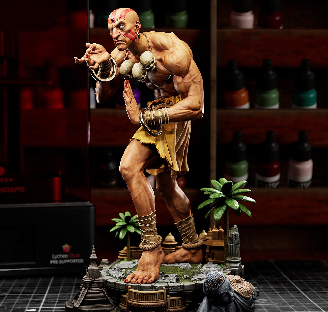 Dhalsim Sculpture (75mm to 500mm) - Unassembled/Unpainted/3D Print