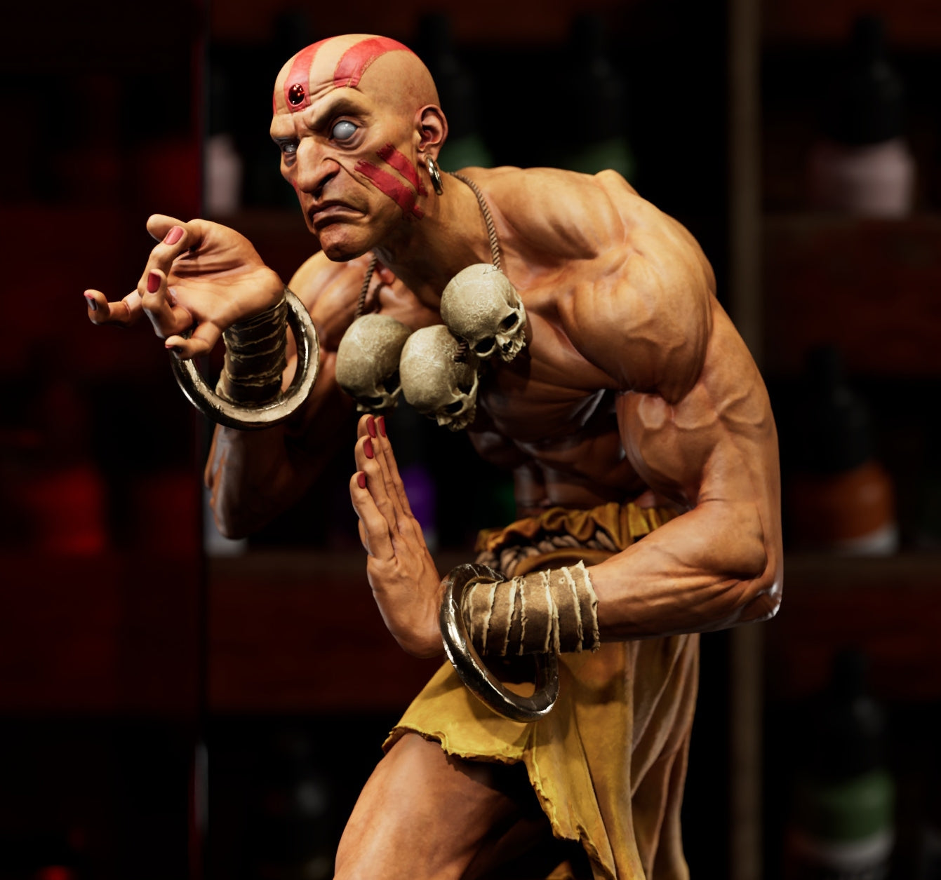 Dhalsim Sculpture (75mm to 500mm) - Unassembled/Unpainted/3D Print