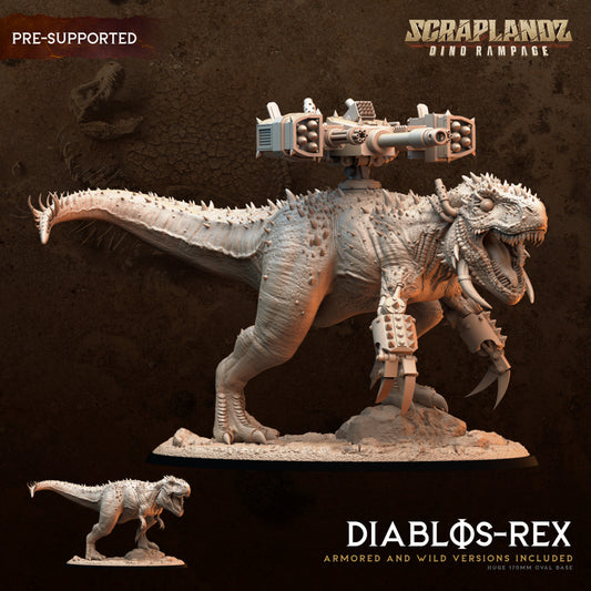 Diablos-Rex - Scraplandz - Dino Rampage - by Dark Gods- Tabletop RPG Miniature - Roleplaying 3D Printed Fantasy Mini