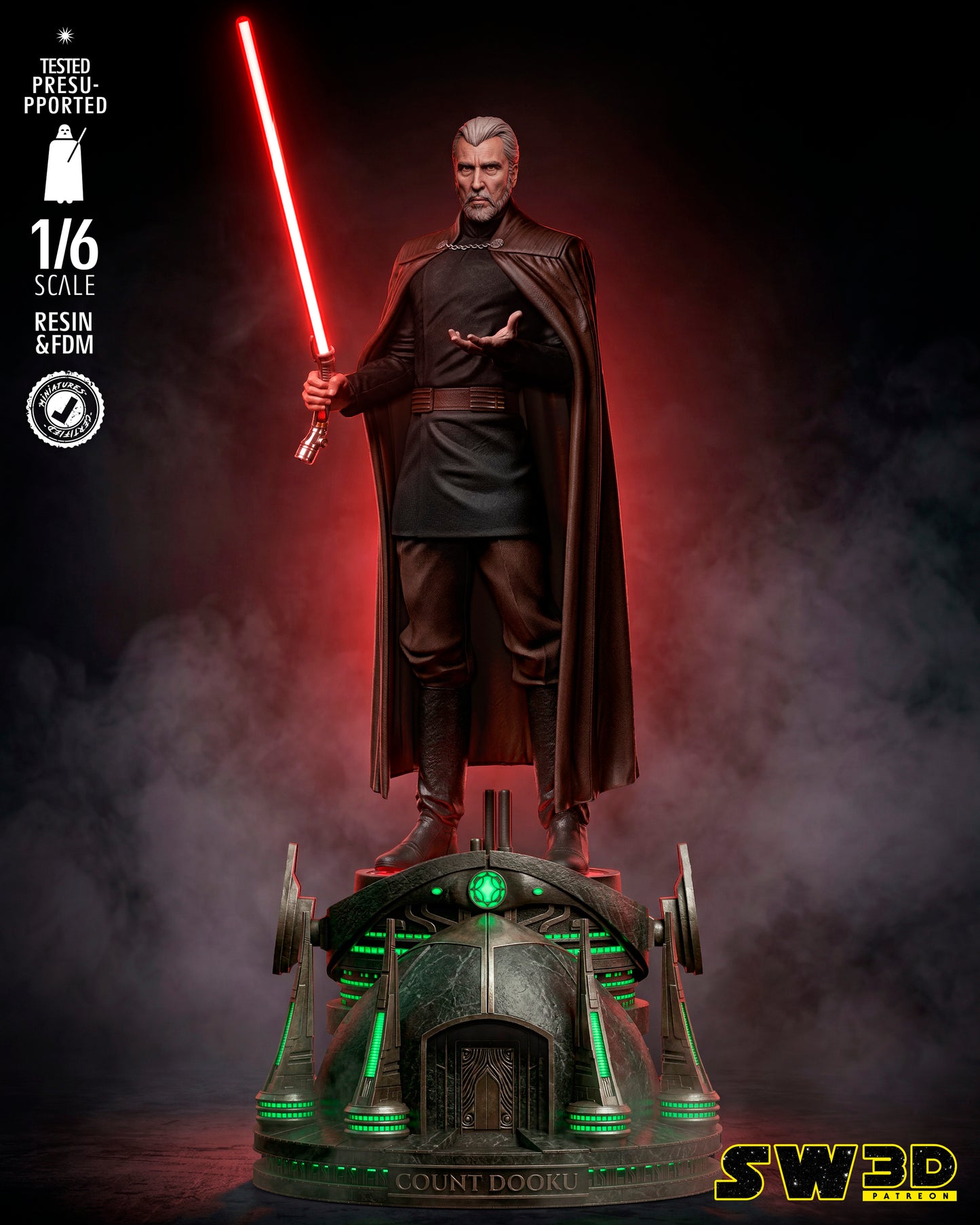 Count Dooku Sculpture (75mm to 500mm) - Unassembled/Unpainted/3D Print