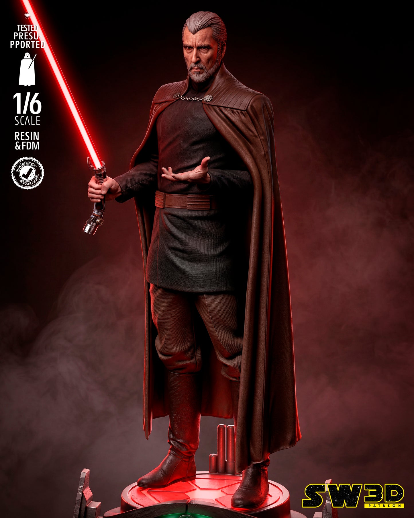 Count Dooku Sculpture (75mm to 500mm) - Unassembled/Unpainted/3D Print
