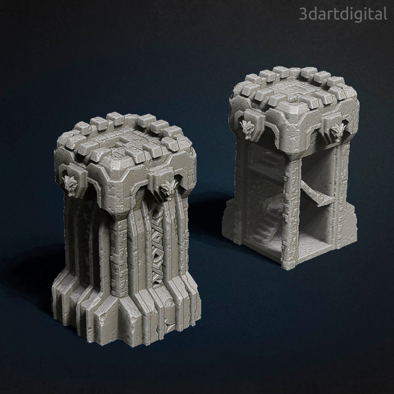 Draconic Towers - Terrain - by 3dartDigital - Tabletop RPG Miniature - Roleplaying 3D Printed Fantasy Mini