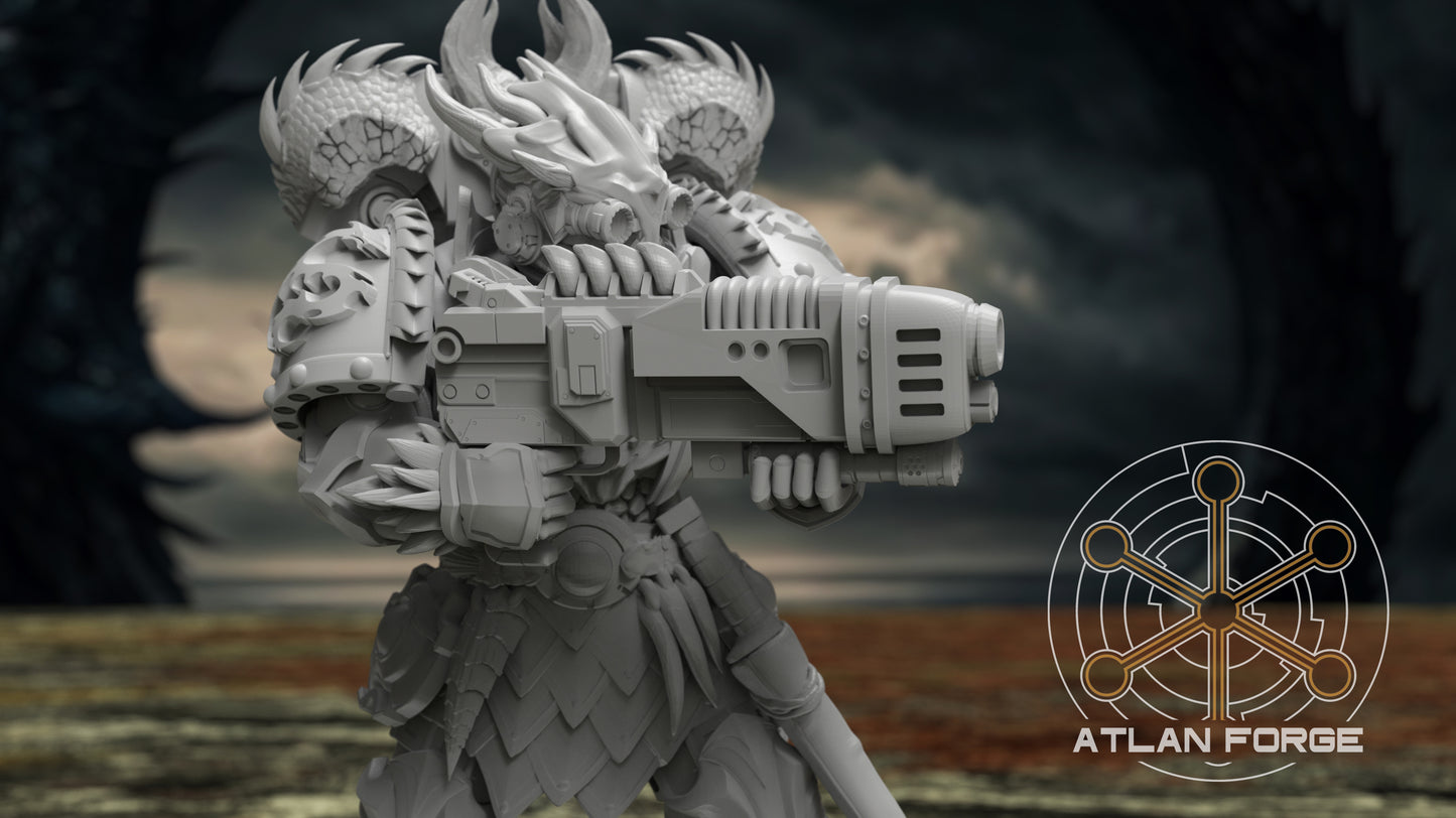 Dragon Knight Wardens - Compatible with Warhammer 40K - by Atlan Forge - Tabletop RPG Miniature - Roleplaying 3D Printed Fantasy Mini