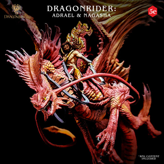 Dragonrider General: Adrael & Nagasha - Dungeons and Dragons - by Draco Studio - Tabletop RPG Miniature - Roleplaying 3D Printed Fantasy Mini