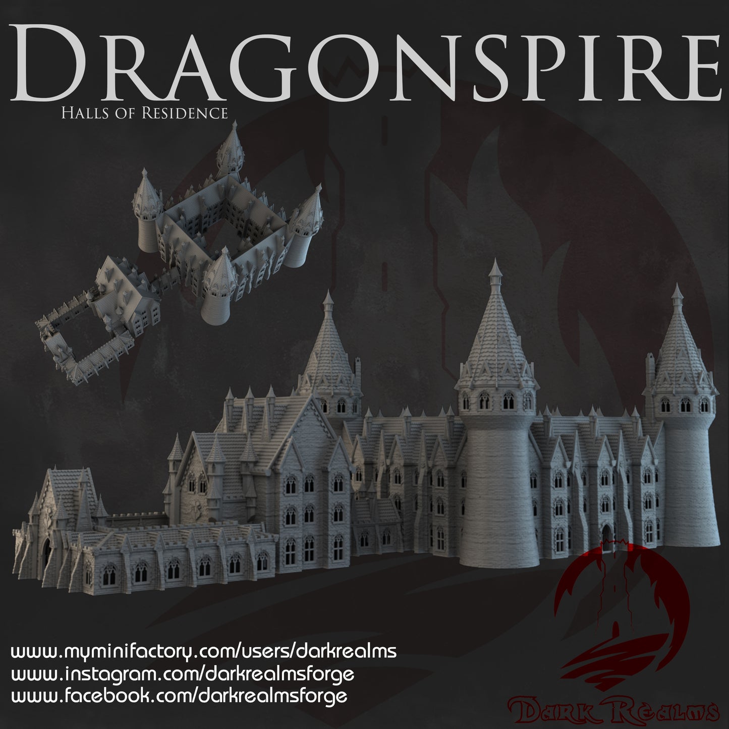 Dragonspire Wizarding School - Halls of Residence - Playable Terrain - by Dark Realms - Tabletop RPG Miniature - Roleplaying 3D Printed Fantasy Mini