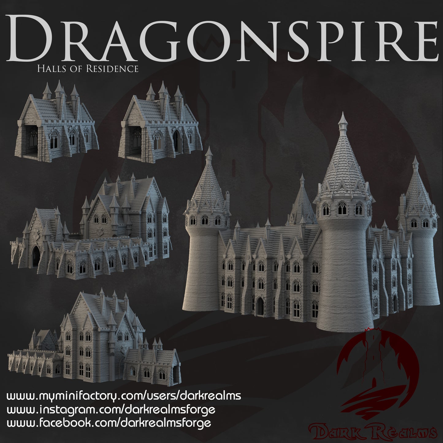 Dragonspire Wizarding School - Halls of Residence - Playable Terrain - by Dark Realms - Tabletop RPG Miniature - Roleplaying 3D Printed Fantasy Mini