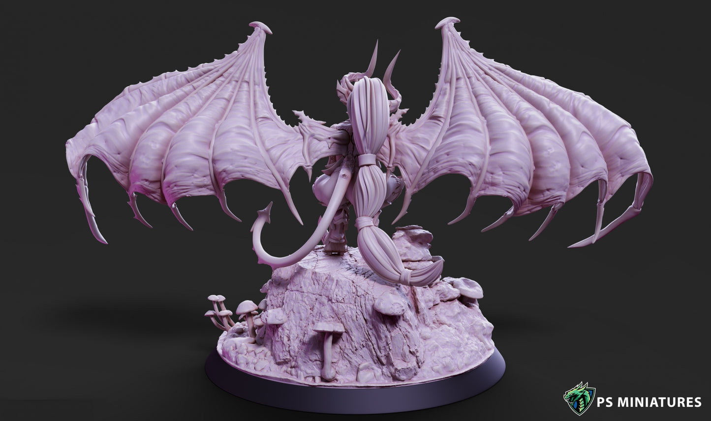 Drow Greater Demonic Valkyrie - Dungeons and Dragons - by PS Miniatures - Tabletop RPG Miniature - Roleplaying 3D Printed Fantasy Mini