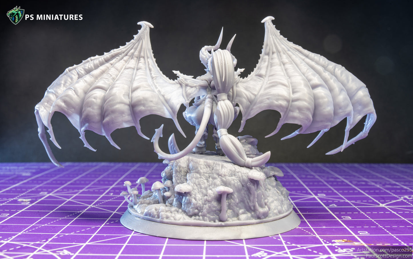 Drow Greater Demonic Valkyrie - Dungeons and Dragons - by PS Miniatures - Tabletop RPG Miniature - Roleplaying 3D Printed Fantasy Mini