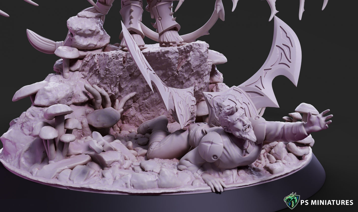 Drow Greater Demonic Valkyrie - Dungeons and Dragons - by PS Miniatures - Tabletop RPG Miniature - Roleplaying 3D Printed Fantasy Mini