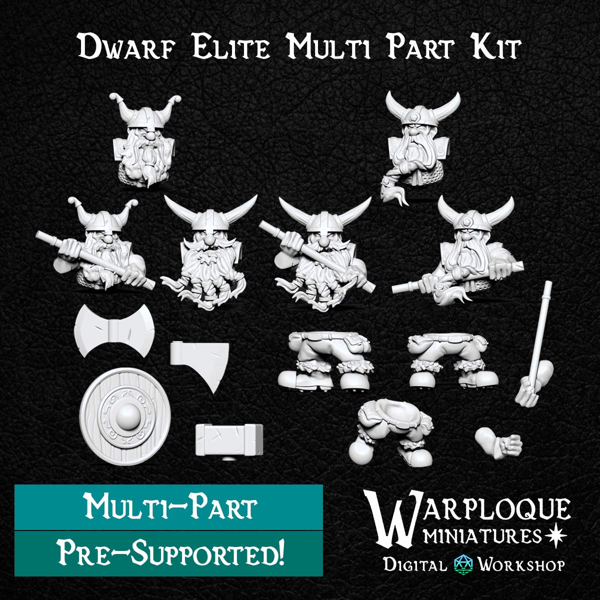 Dwarf Elite Warriors - Dungeons and Dragons - by Warp Minis- Tabletop RPG Miniature - Roleplaying 3D Printed Fantasy Mini