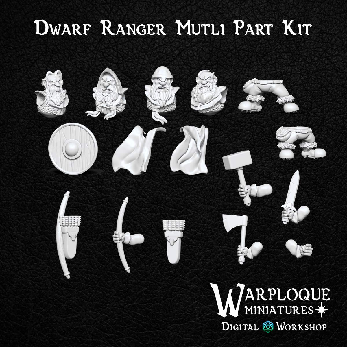 Dwarf Rangers - Dungeons and Dragons - by Warp Minis- Tabletop RPG Miniature - Roleplaying 3D Printed Fantasy Mini