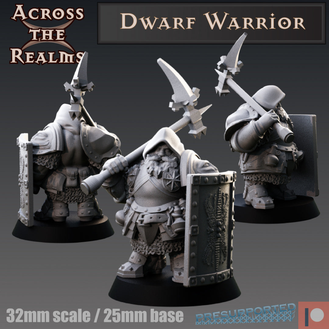 Dwarf Warriors - by Across the Realms- Tabletop RPG Miniature - Roleplaying 3D Printed Fantasy Mini