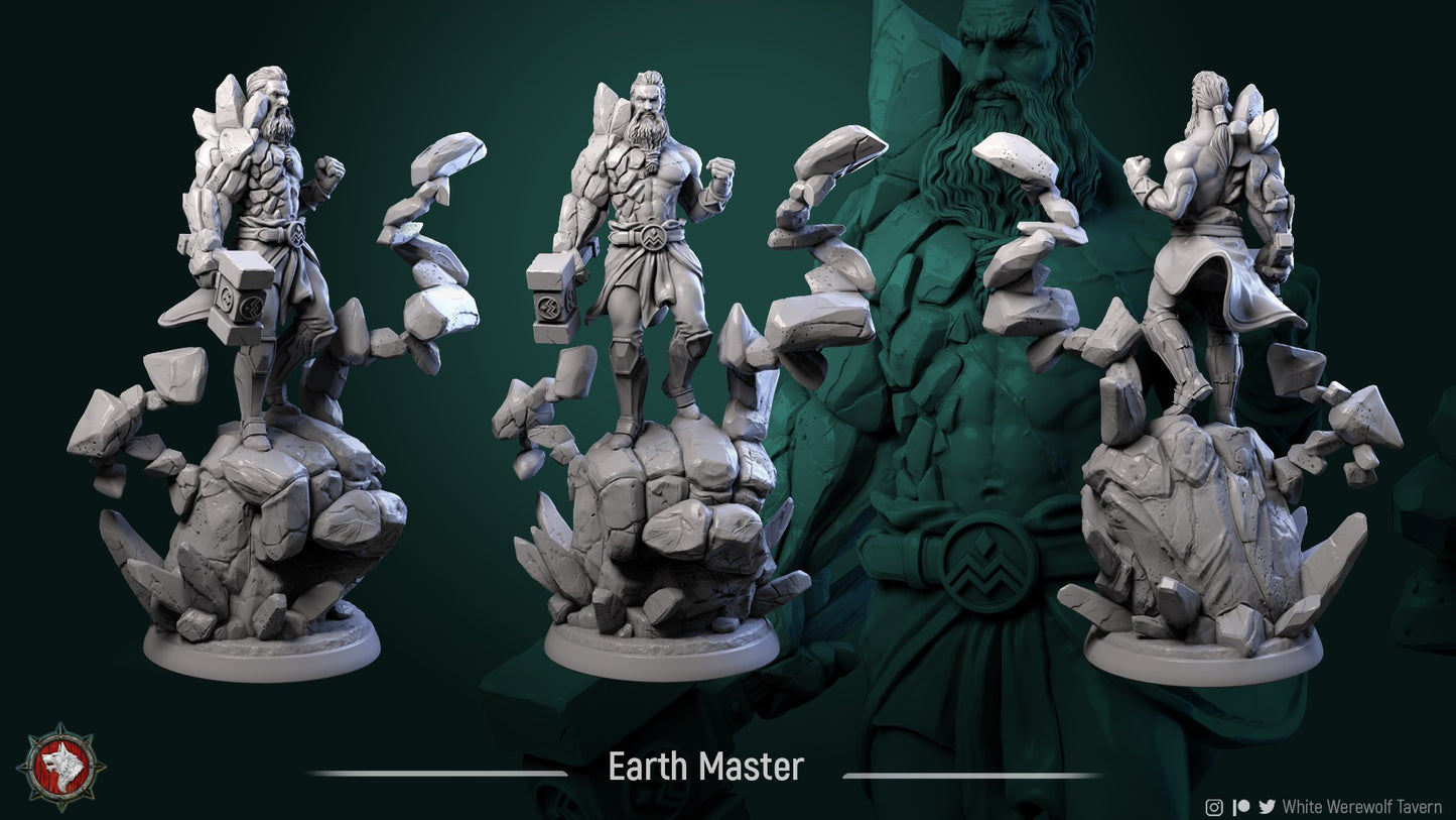 Mage Earth Master- by White Wolf Tavern - Tabletop RPG Miniature - Roleplaying 3D Printed Fantasy Mini