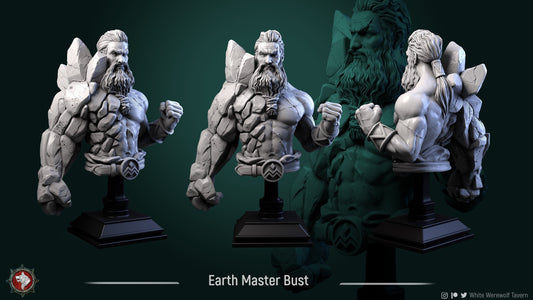 Earth Master Bust - by White Wolf Tavern - Tabletop RPG Miniature - Roleplaying 3D Printed Fantasy Mini