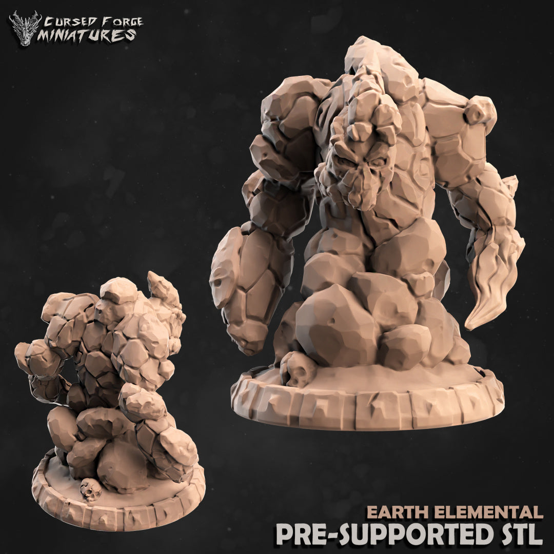 Earth/Rock Elemental - by Cursed Forge - Tabletop RPG Miniature - Roleplaying 3D Printed Fantasy Mini