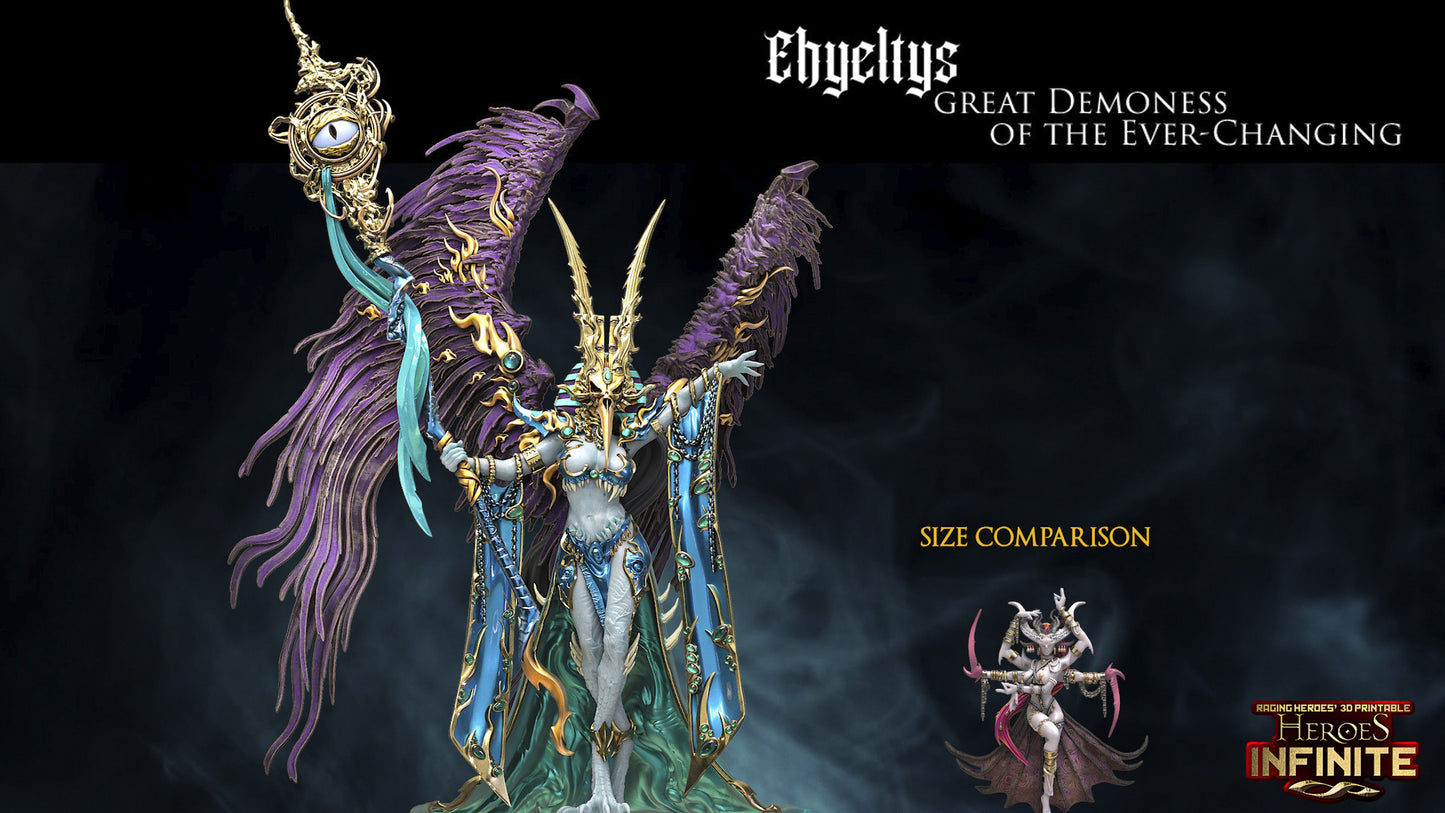 Ehyelys Great Demoness of the Ever Changing - Dungeons and Dragons - by Raging Heroes - Tabletop RPG Miniature - Roleplaying 3D Printed Fantasy Mini