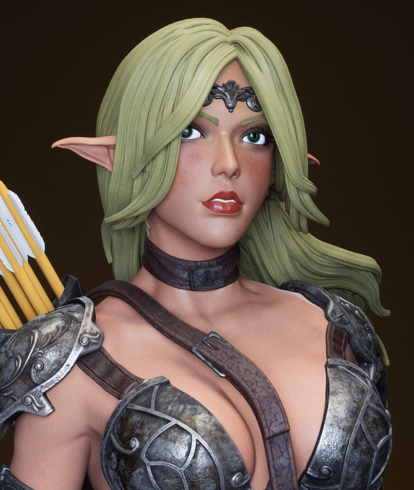 Elaria Shadownleaf: Elf Archer Sculpture (75mm to 500mm) - Unassembled/Unpainted/3D Print