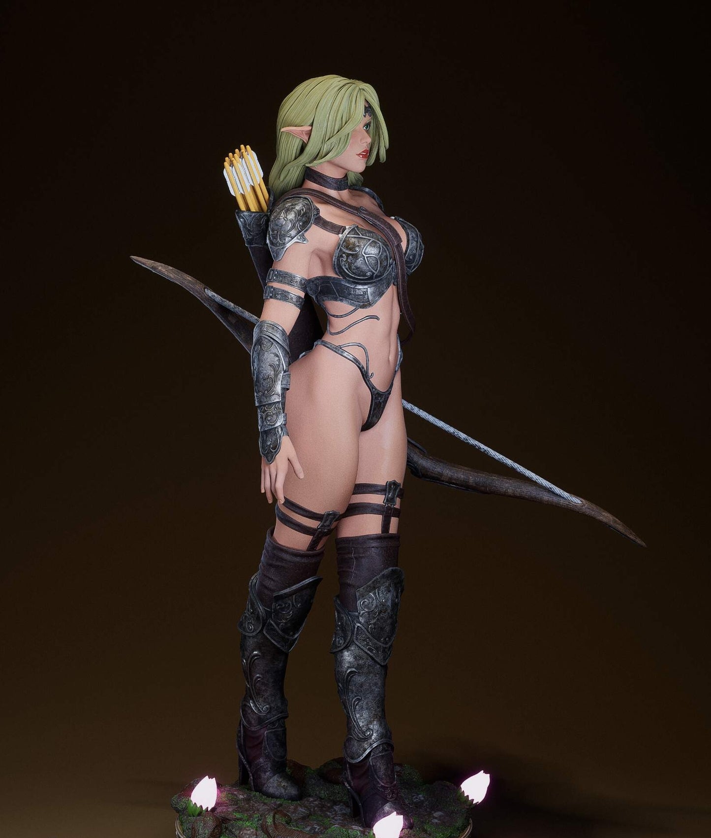 Elaria Shadownleaf: Elf Archer Sculpture (75mm to 500mm) - Unassembled/Unpainted/3D Print