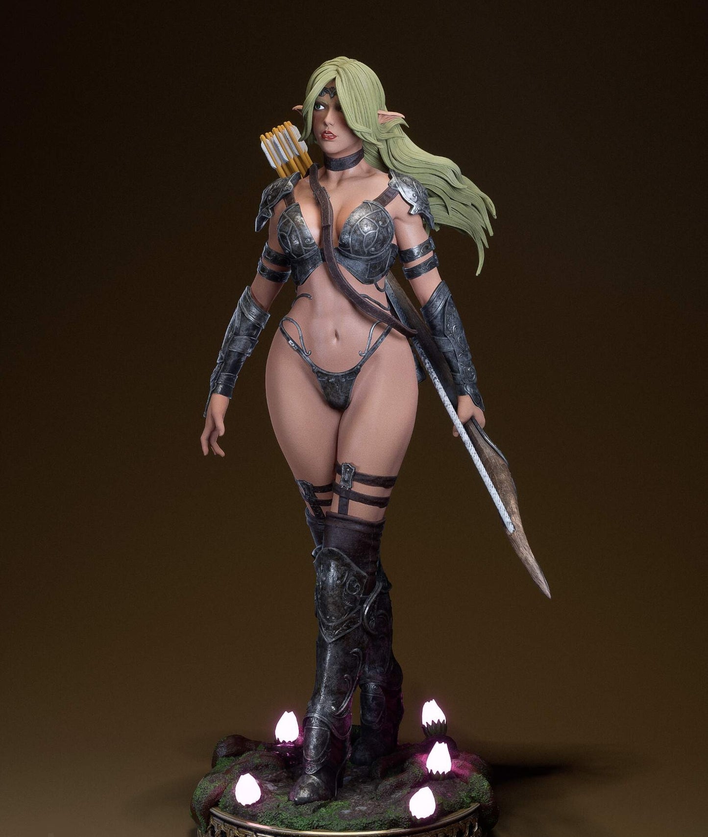 Elaria Shadownleaf: Elf Archer Sculpture (75mm to 500mm) - Unassembled/Unpainted/3D Print