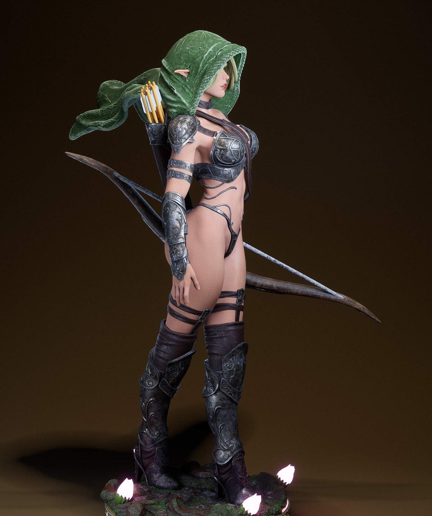 Elaria Shadownleaf: Elf Archer Sculpture (75mm to 500mm) - Unassembled/Unpainted/3D Print
