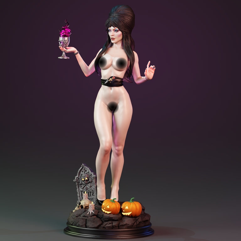 Elvira Mistress of the Dark NSFW Sculpture (75mm to 500mm) - Unassembled/Unpainted/3D Print