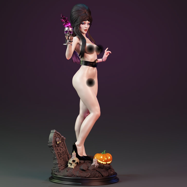 Elvira Mistress of the Dark NSFW Sculpture (75mm to 500mm) - Unassembled/Unpainted/3D Print