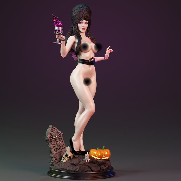 Elvira Mistress of the Dark NSFW Sculpture (75mm to 500mm) - Unassembled/Unpainted/3D Print