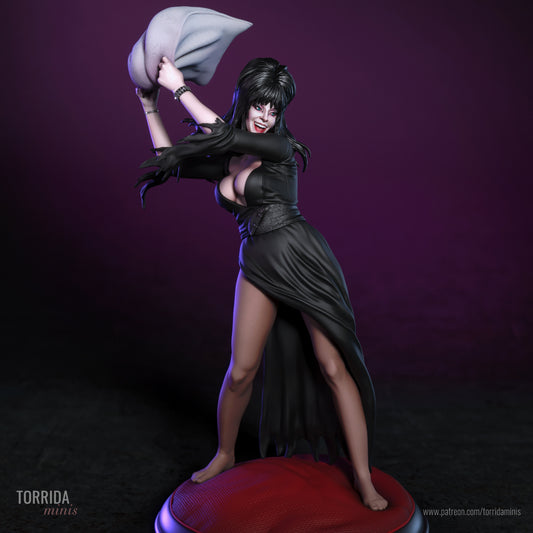 Sculpture d'Elvira la combattante à l'oreiller (75 mm à 500 mm) - Non assemblée/Non peinte/Impression 3D