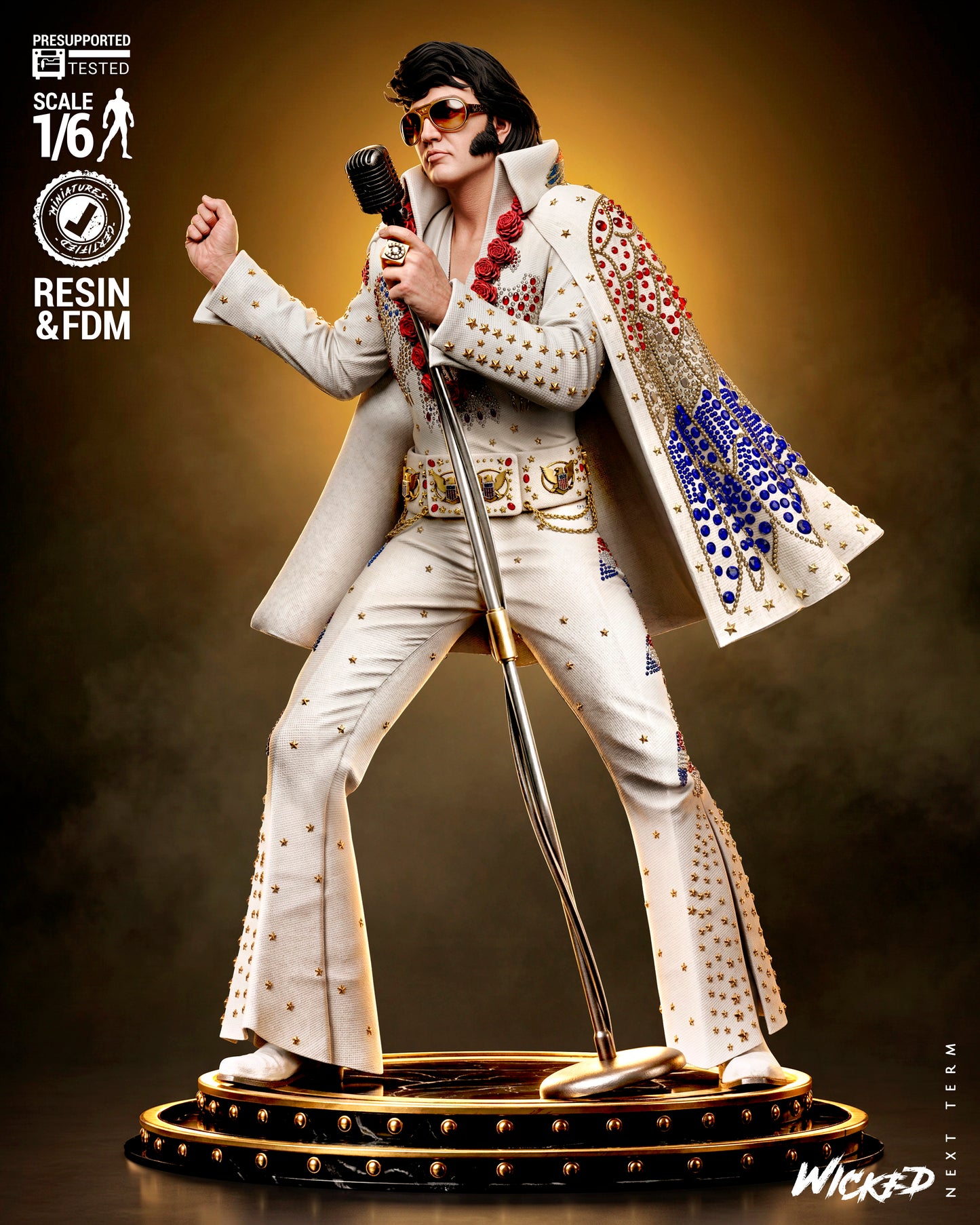 Elvis Presley Aloha from Hawaii Sculpture (75mm to 500mm) - Unassembled/Unpainted/3D Print