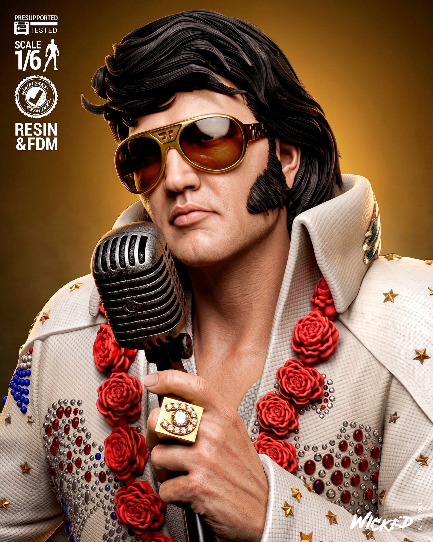 Elvis Presley Aloha from Hawaii Sculpture (75mm to 500mm) - Unassembled/Unpainted/3D Print