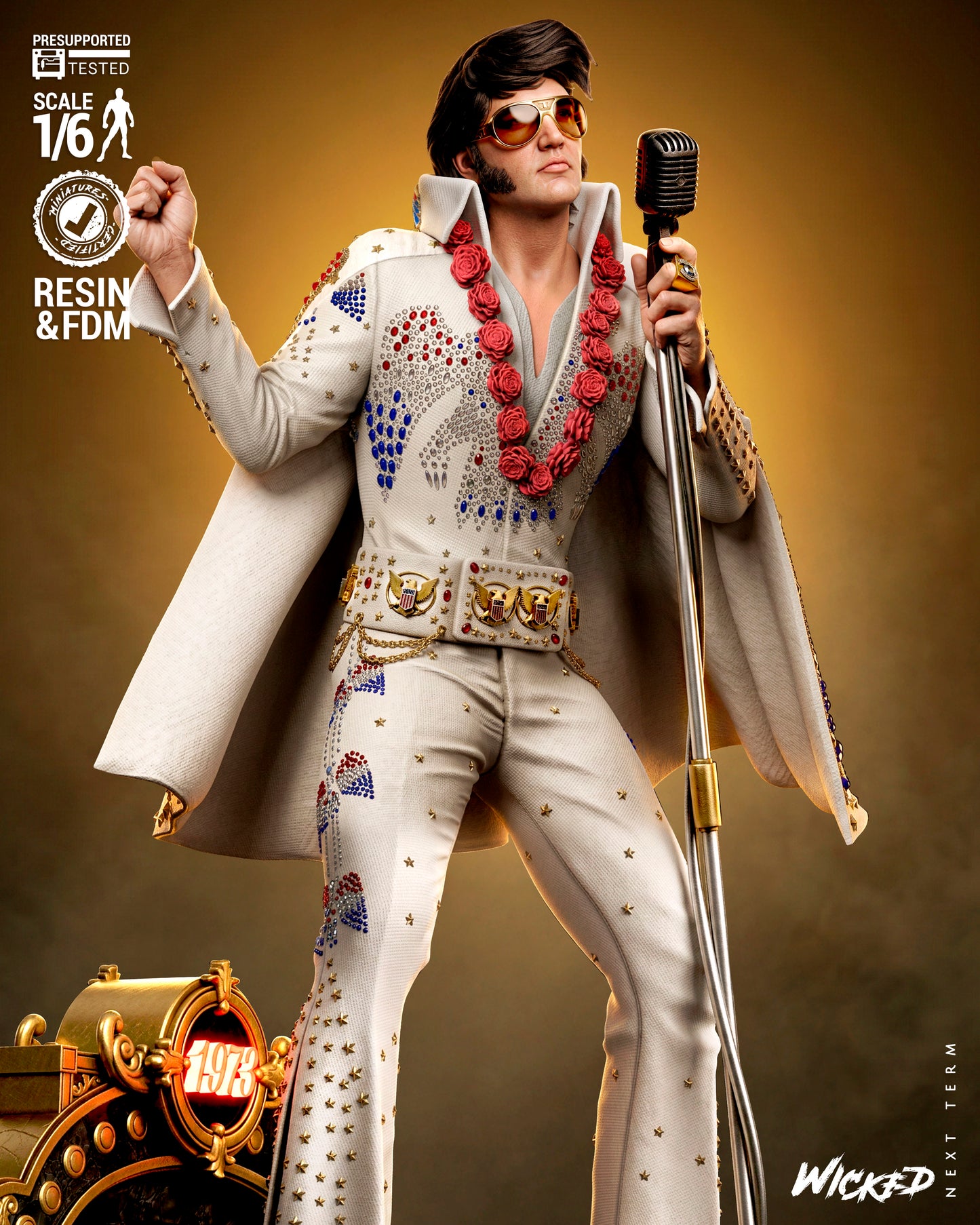 Elvis Presley Aloha from Hawaii Sculpture (75mm to 500mm) - Unassembled/Unpainted/3D Print
