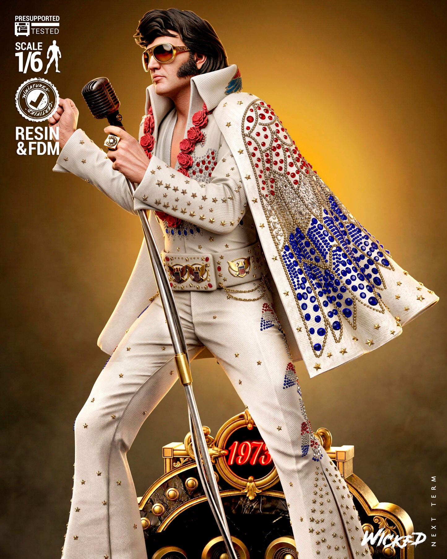 Elvis Presley Aloha from Hawaii Sculpture (75mm to 500mm) - Unassembled/Unpainted/3D Print