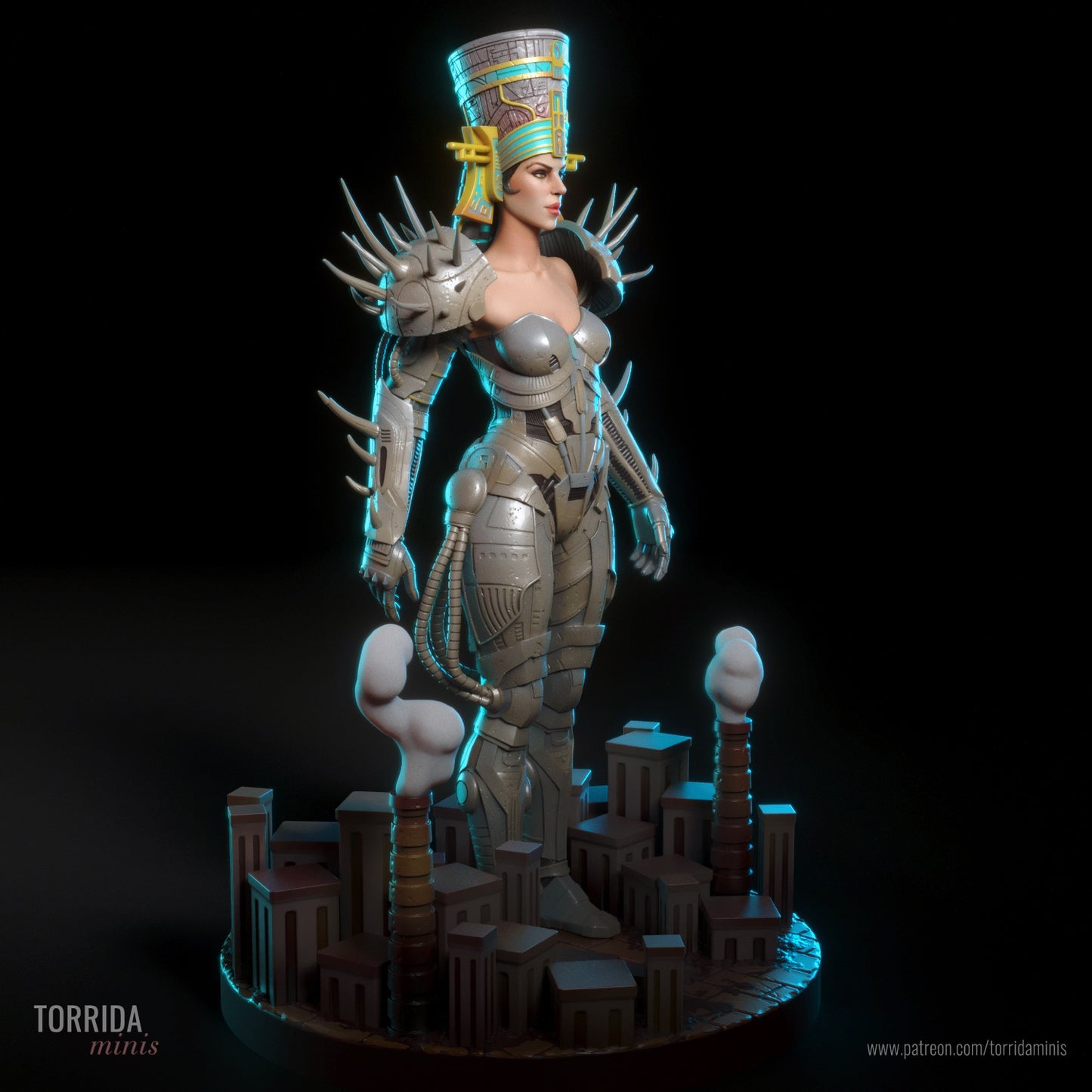 Empress Ishtar Sculpture (75mm to 500mm) - Unassembled/Unpainted/3D Print