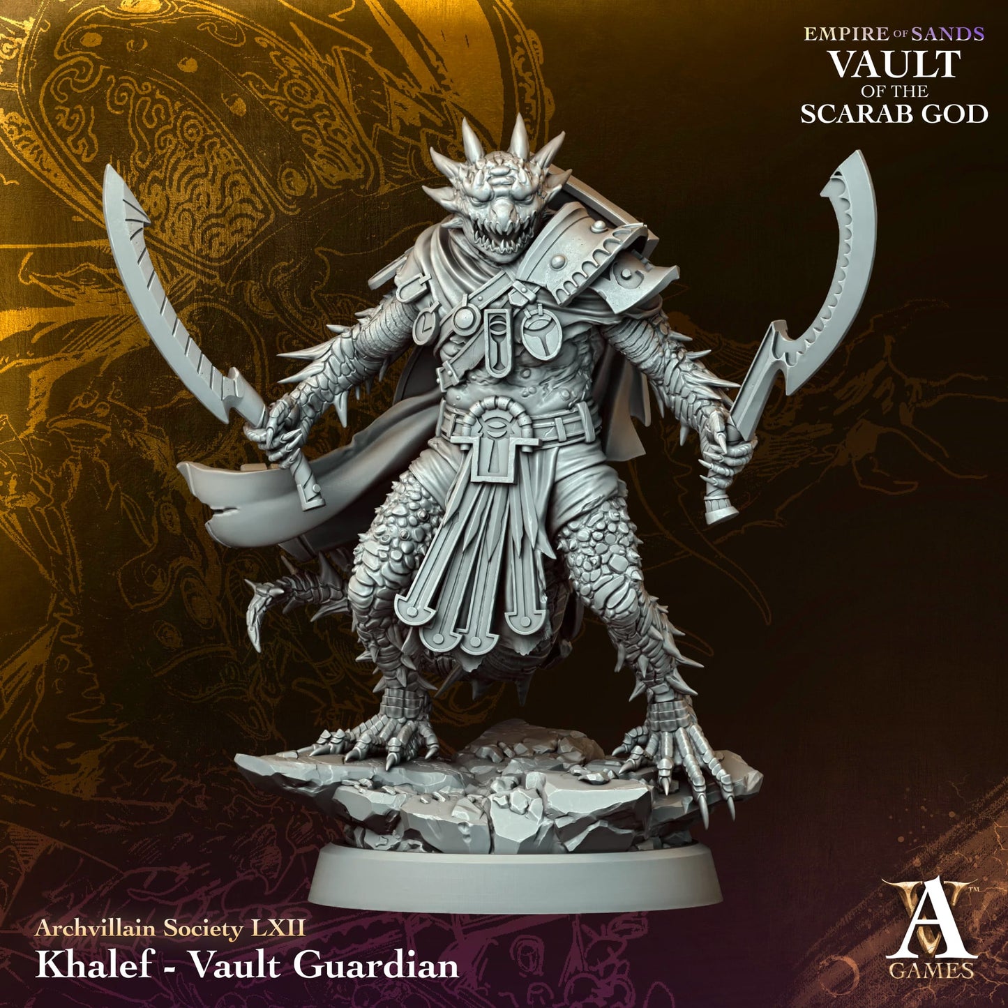 Khalef - Vault Guardian - Draconian - Empire of Sands - Vault of the Scarab God - TTRPG - Wargaming - Dungeons and Dragons