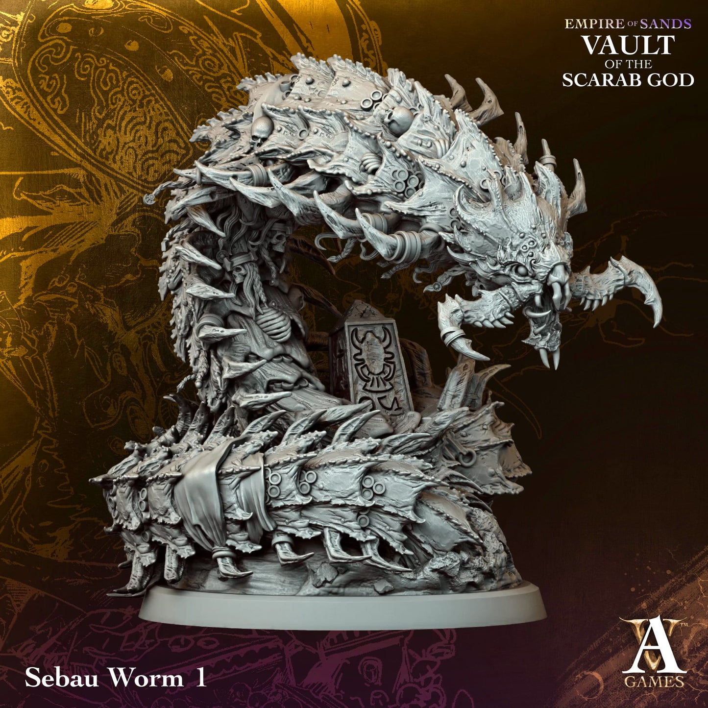 Sebau Worm - Empire of Sands - Vault of the Scarab God - Tomb Kings - TTRPG - Wargaming - Dungeons and Dragons