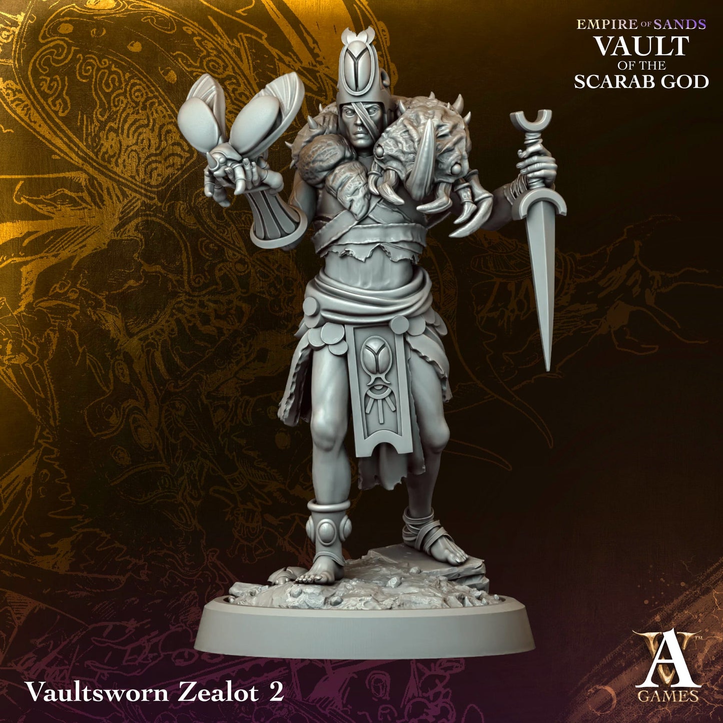 Vaultsworn Zealot (x4) Empire of Sands - Vault of the Scarab God - Tomb Kings - TTRPG - Wargaming - Dungeons and Dragons