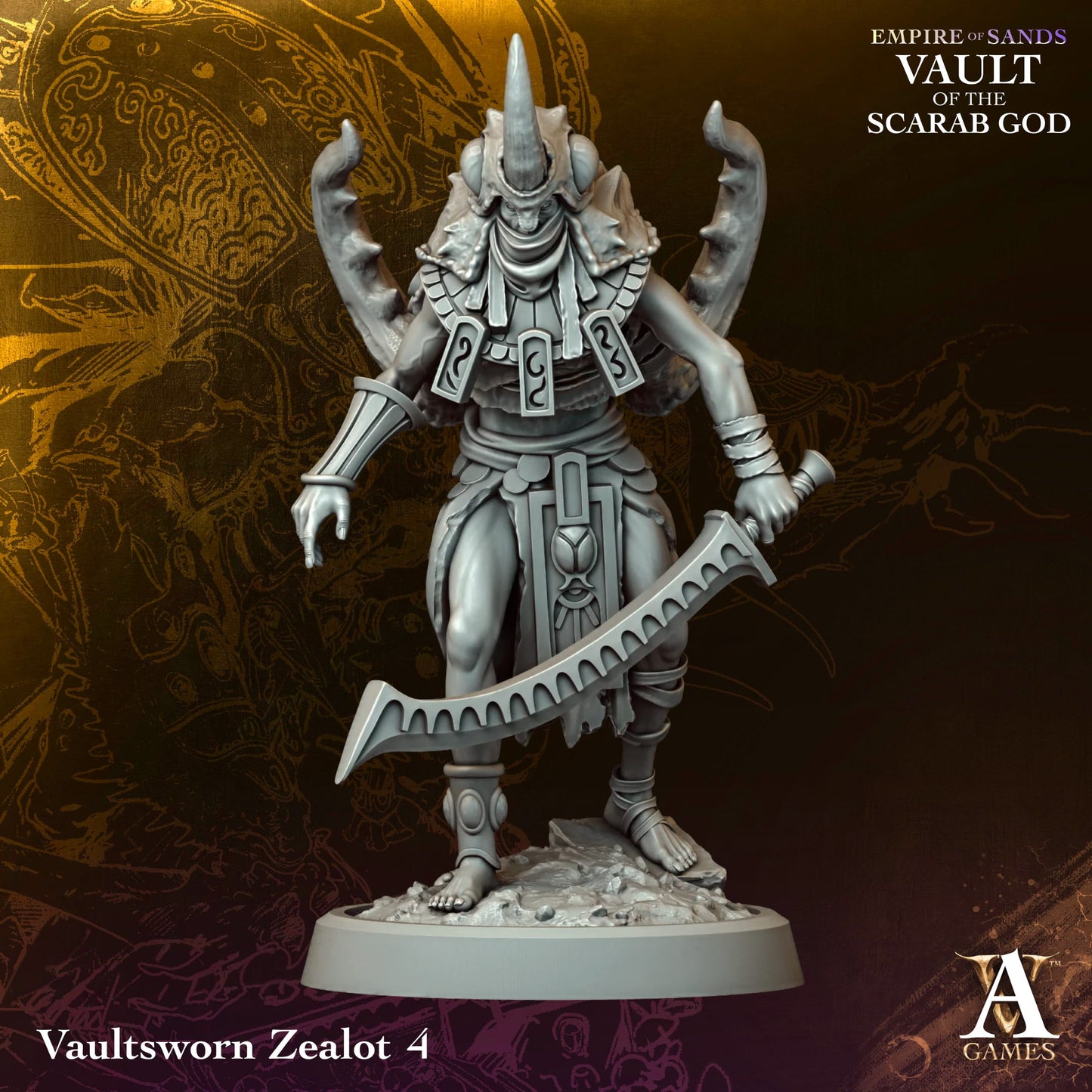 Vaultsworn Zealot (x4) Empire of Sands - Vault of the Scarab God - Tomb Kings - TTRPG - Wargaming - Dungeons and Dragons