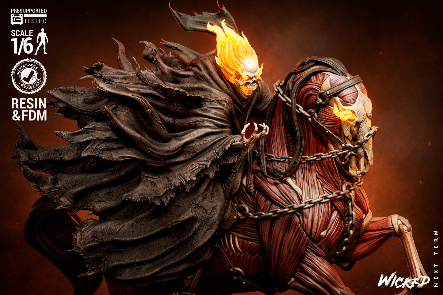 Ghost Rider: Trail of Tears Sculpture (75mm to 500mm) - Unassembled/Unpainted/3D Print