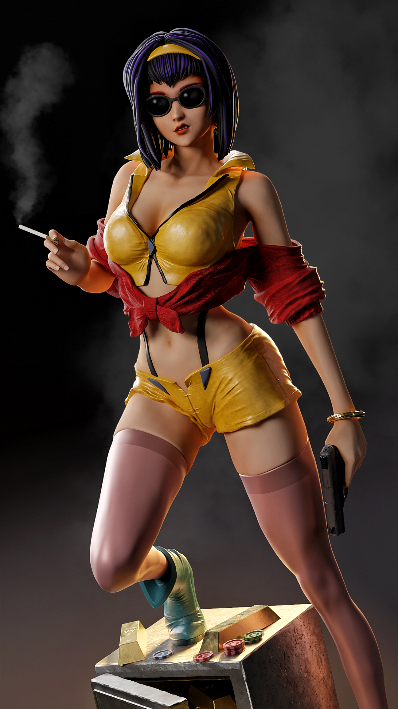 Miss Faye Valentine Sculpture (75mm to 500mm) - Unassembled/Unpainted/3D Print