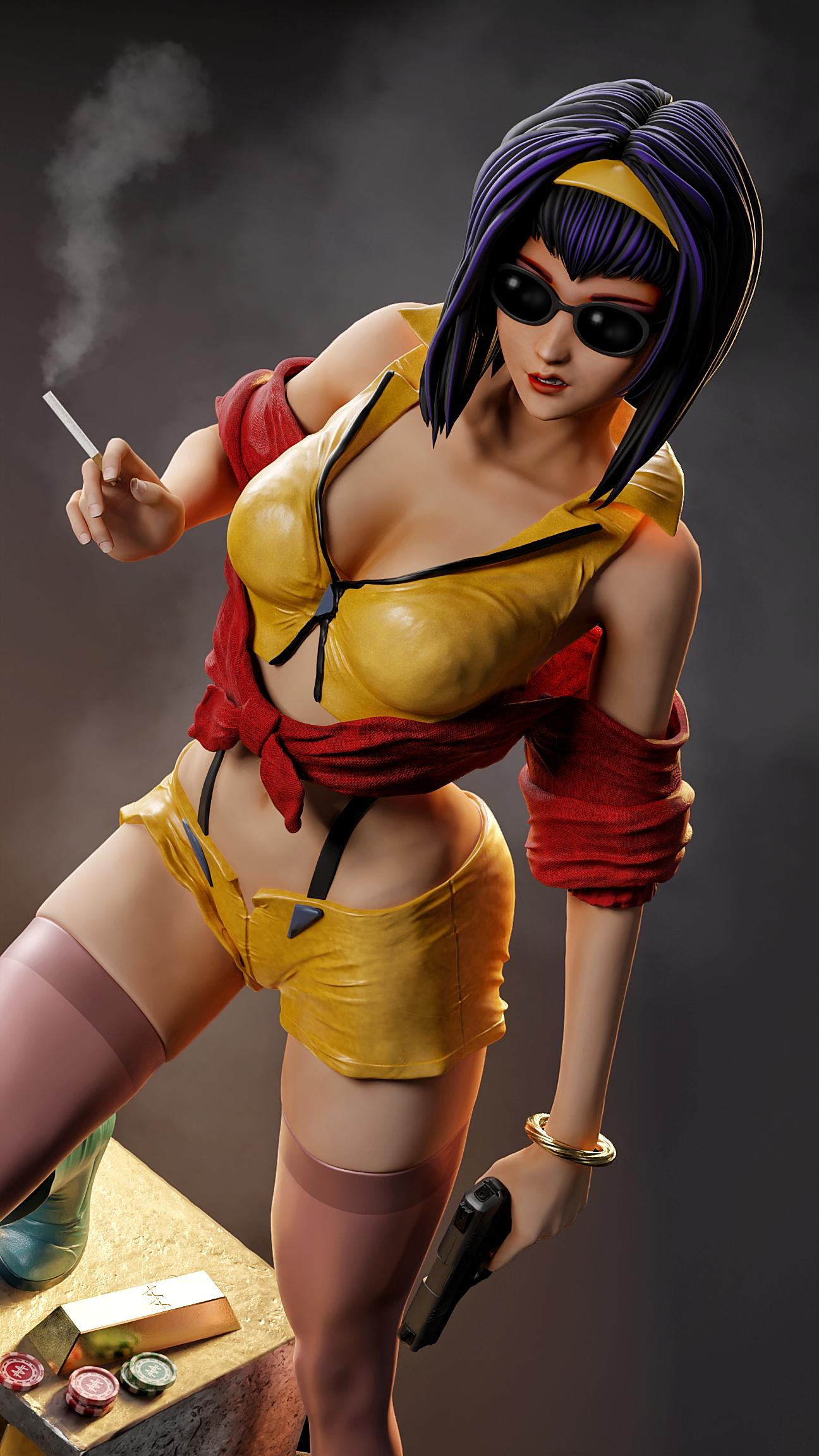 Miss Faye Valentine Sculpture (75mm to 500mm) - Unassembled/Unpainted/3D Print