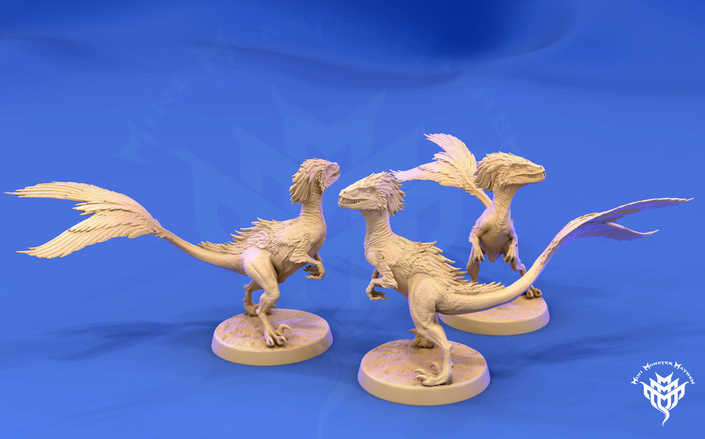 Feathered Raptors - Dinosaurs - Lizard-men - Dungeons and Dragons - by Mini Monster Mayhem- Tabletop RPG Miniature - Roleplaying 3D Printed Fantasy Mini