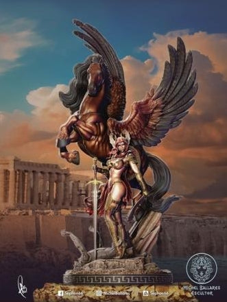 Pegasus Female Perseus Sculpture - by Creative Geek - Tabletop RPG Miniature - Roleplaying 3D Printed Fantasy Mini